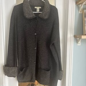 Women's Wool Acrylic Sweater jacket  with Pockets XL